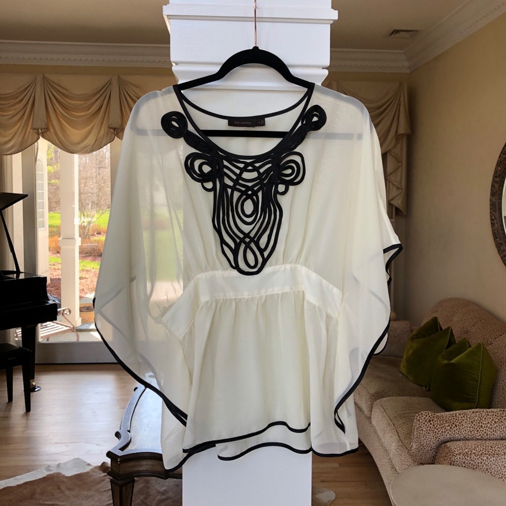 Cream and Black Dress Top